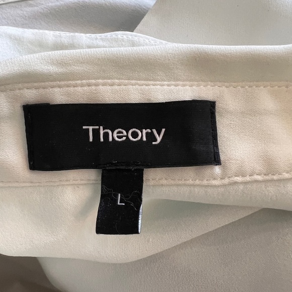 Theory Silk Ruffle-Front Collared Shirt - Picture 5 of 7